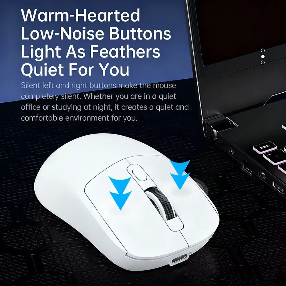 Lightweight Mouse Wireless Bluetooth/2.4G/Wired Tri-Mode Mouse 8000 DPI Adjustable Mouse Rechargeable Mute Mice for Office Game
