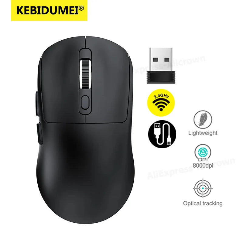 Lightweight Mouse Wireless Bluetooth/2.4G/Wired Tri-Mode Mouse 8000 DPI Adjustable Mouse Rechargeable Mute Mice for Office Game