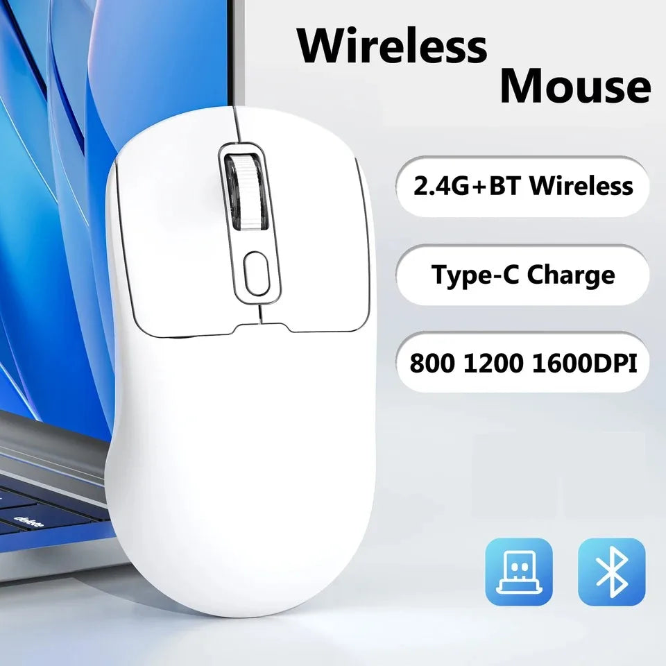 Lightweight Mouse Wireless Bluetooth/2.4G/Wired Tri-Mode Mouse 8000 DPI Adjustable Mouse Rechargeable Mute Mice for Office Game