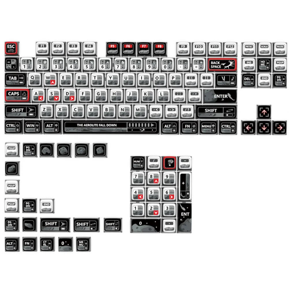 Pudding Keycap Set PBT+PC 125 Key Four Sided Transparent Anime Theme Keycap Compatible with Mechanical Keyboard 61/75/87/104