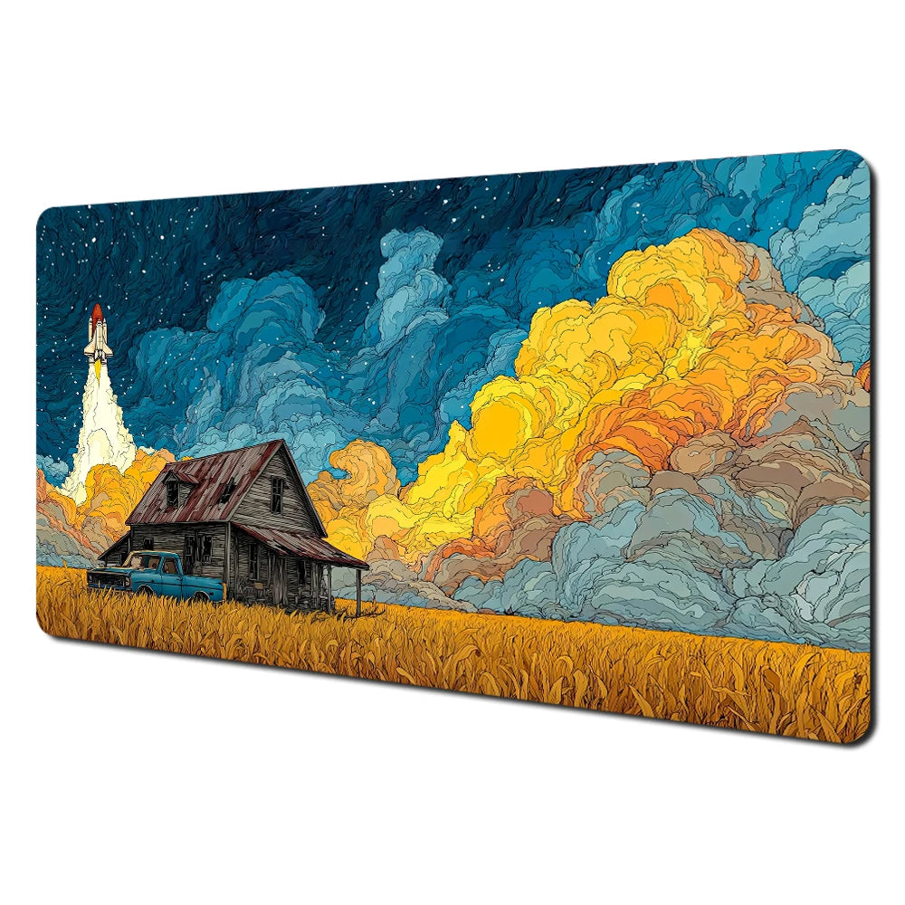 Mysterious Purple Forest large Mouse Pad Desk Mat gaming mats Non-Slip Stitched Edge pc accessories keyboard mousemat office rug