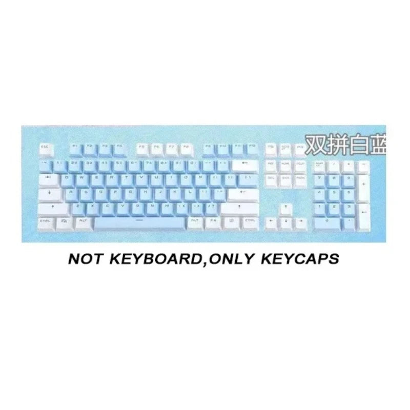 104 Key OEM Backlit Keycaps Set PBT Keycaps Double Shot Cyan White Key Caps for Mx Cherry Gateron Switch Mechanical Keyboard Kit