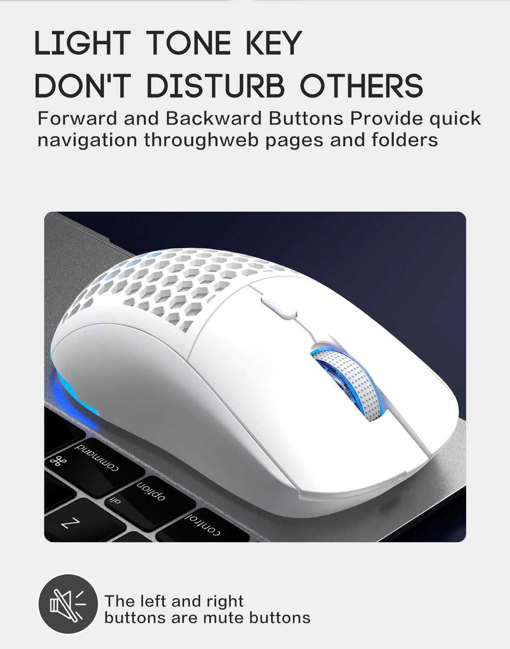 Wireless RGB Adjustable Lighting USB Honeycomb Design Rechargeable Mouse for Home Gaming Office Use - Plug And Play