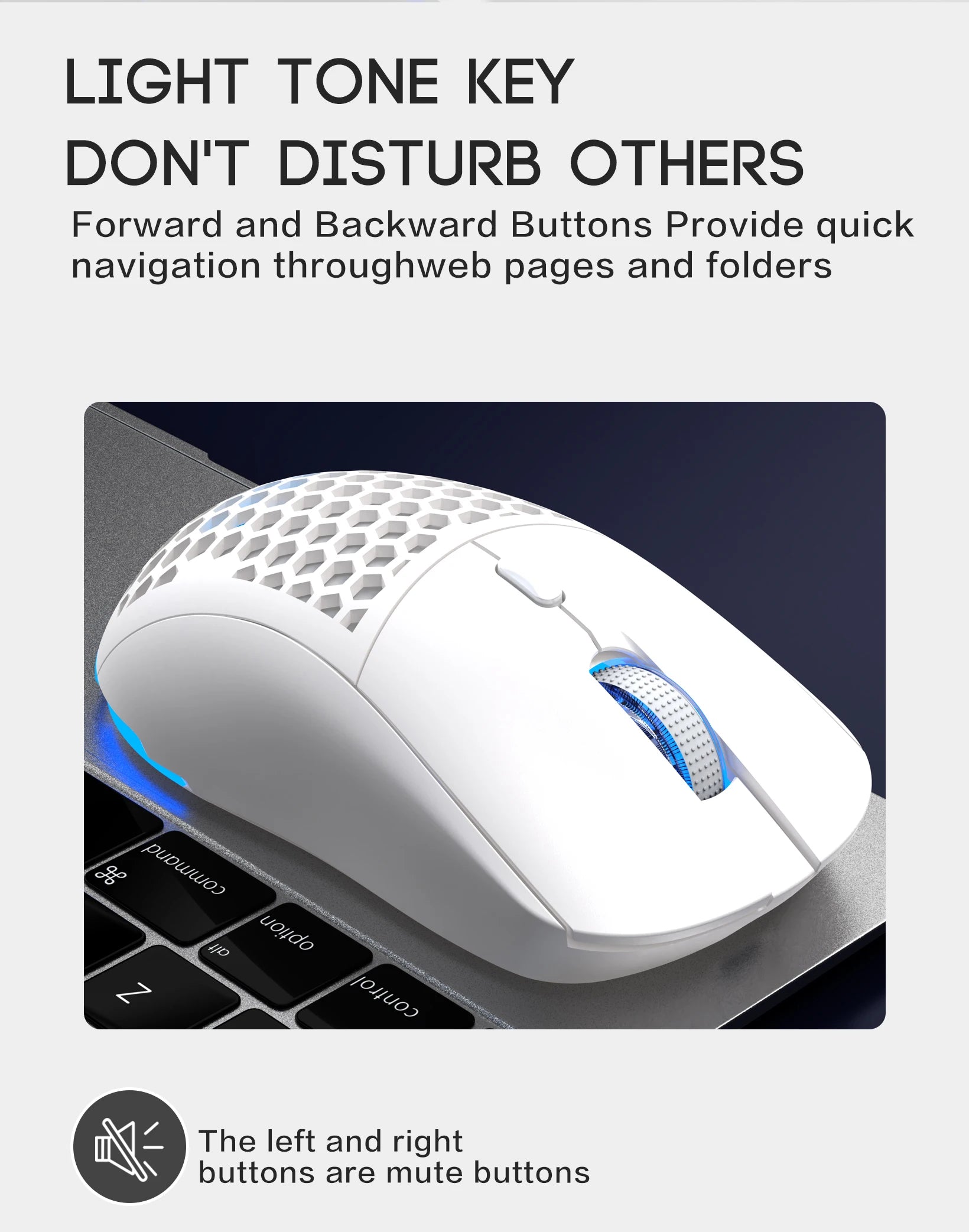 Wireless RGB Adjustable Lighting USB Honeycomb Design Rechargeable Mouse for Home Gaming Office Use - Plug And Play