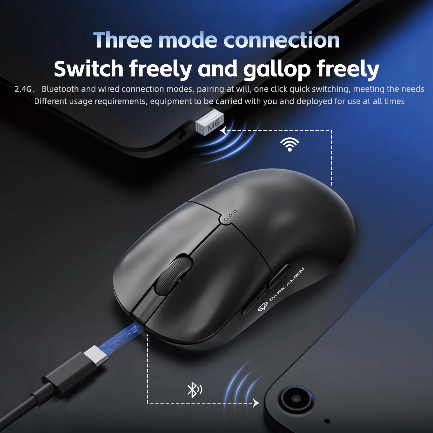 DARK ALIEN X11 Pro Wireless Mouse,Bluetooth/2.4G/wired Tri-Mode Mouse ,PAW3311 RGB Magnetic charging dock Gaming Mouse