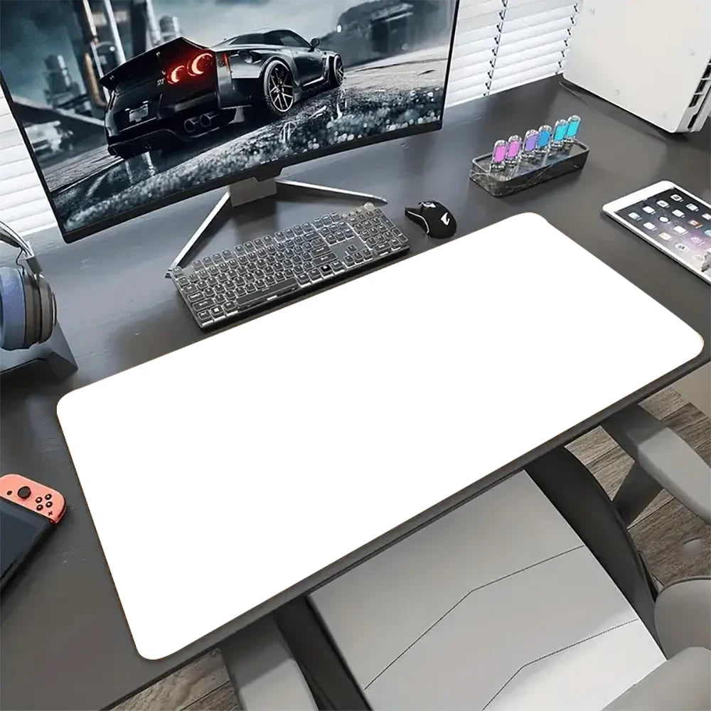 White Mouse Pad Gaming Accessory XXL Stitched Edges Long Deskmats HD Non-Slip Computer Extended Keyboard Mat for Laptop Mousepad