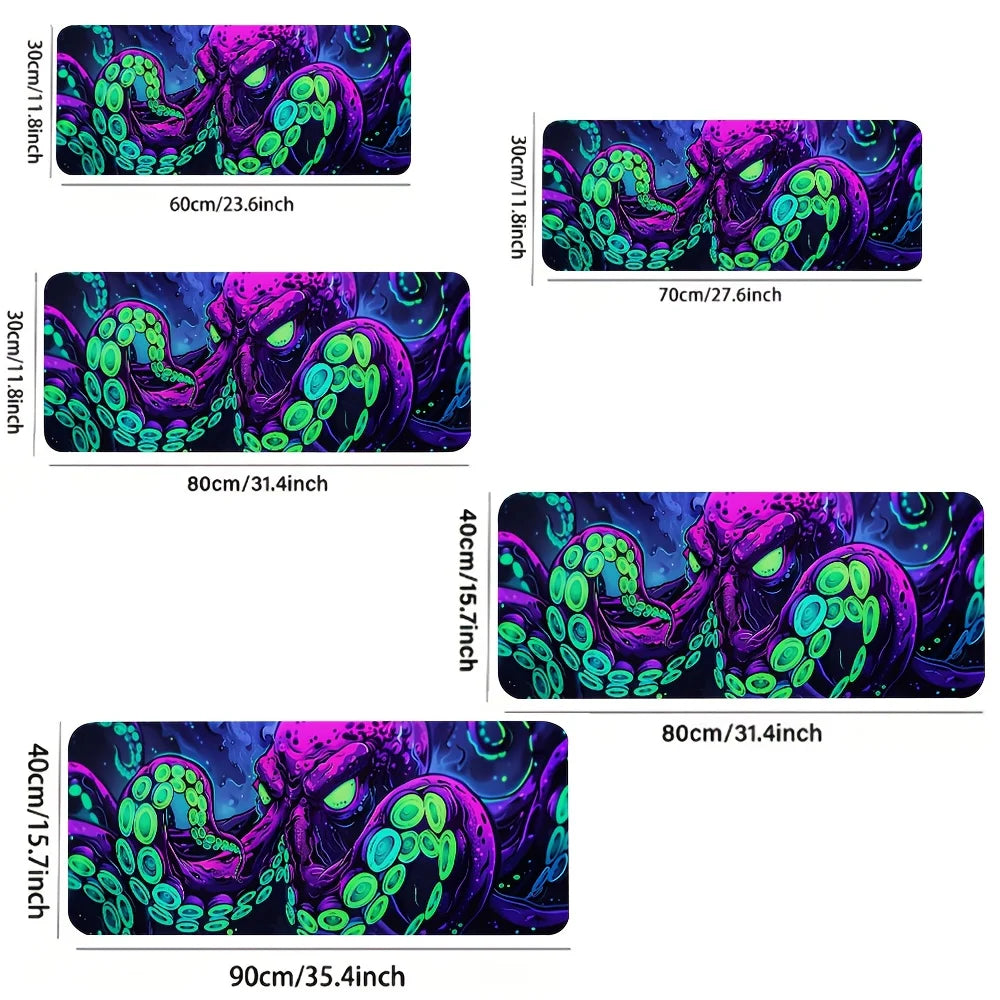Neon Octopus Cthulhu Monster Mouse Pad Desk Mat Non-Slip Durable office mouse mat gaming mats with Stitched Edge HD printing
