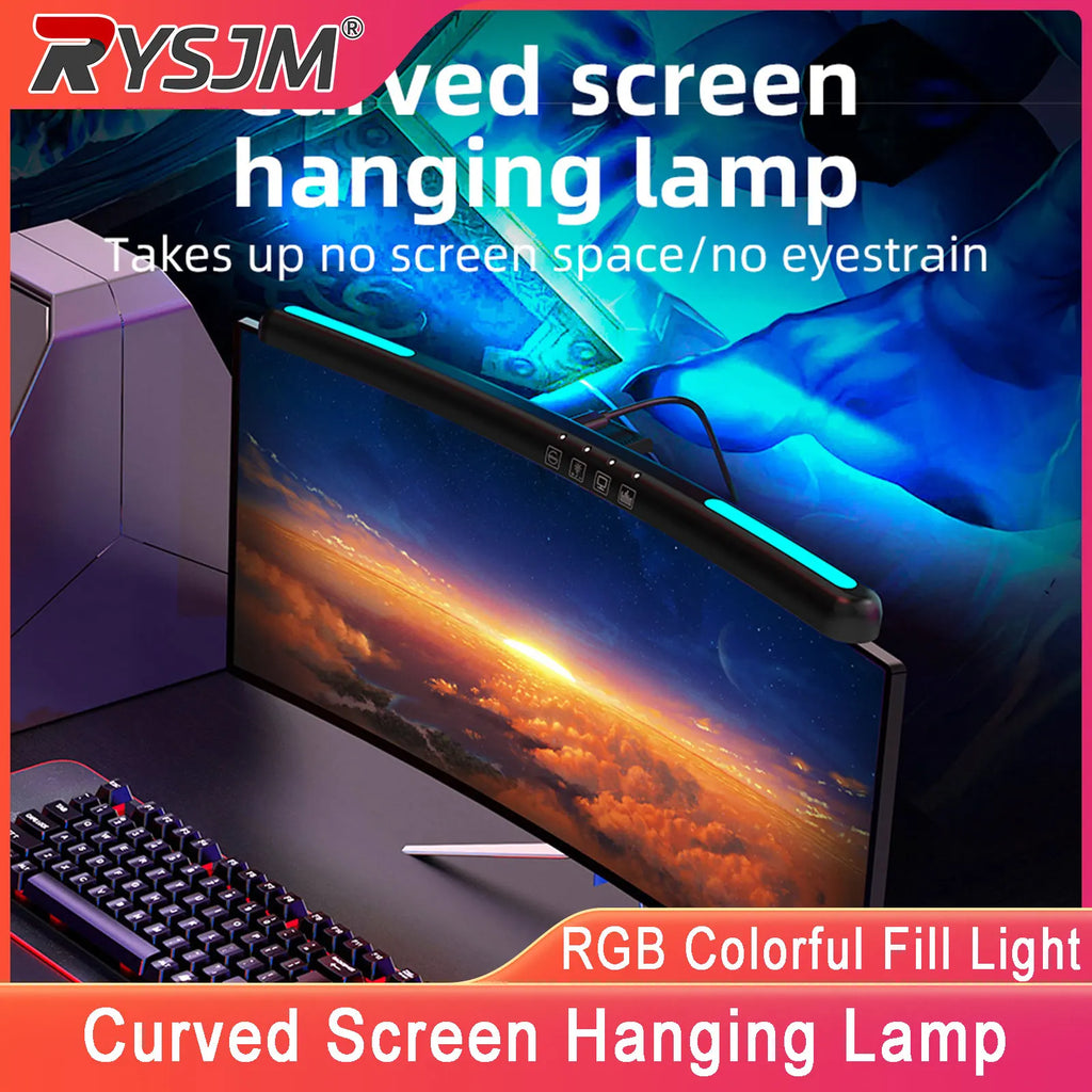 LED Desk Lamp USB Stepless Dimming Screen Hanging Lights Curved Screen Hanging Lamp Monitor Light Bar Reading Desk Lamp