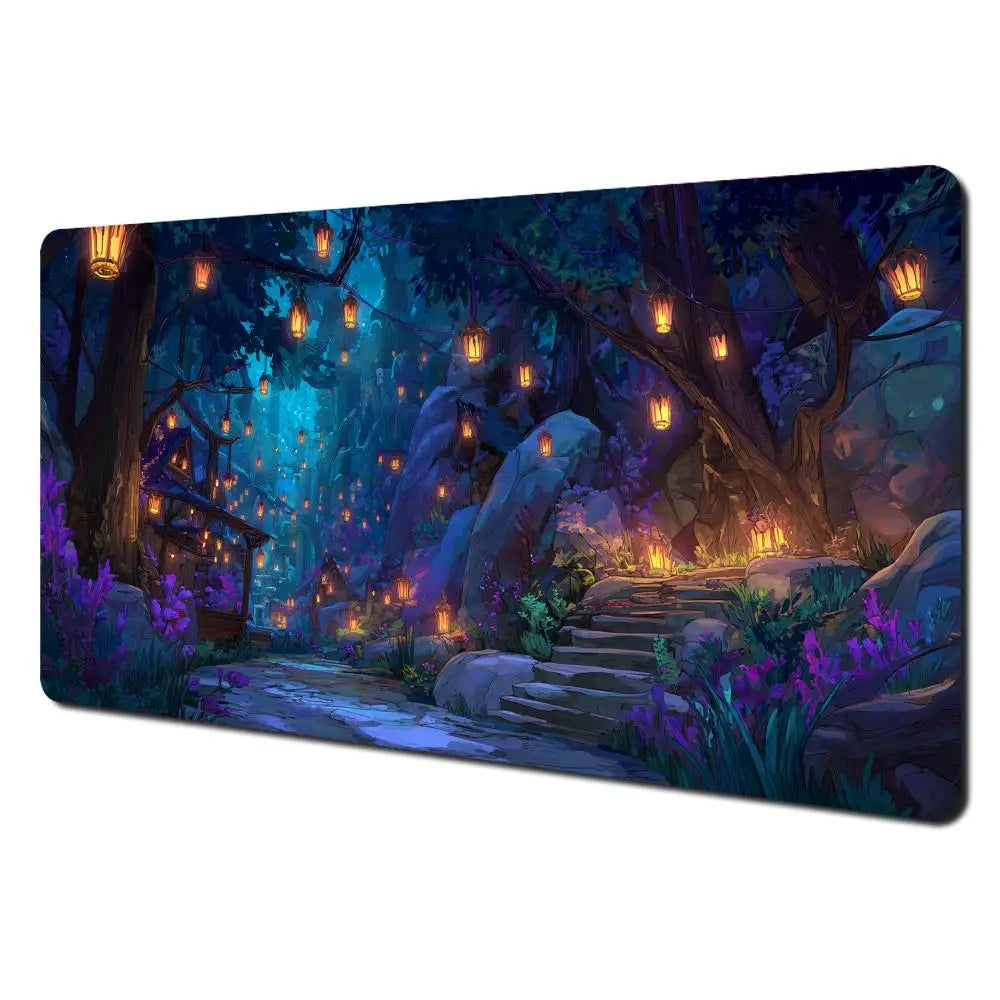 Mysterious Purple Forest large Mouse Pad Desk Mat gaming mats Non-Slip Stitched Edge pc accessories keyboard mousemat office rug