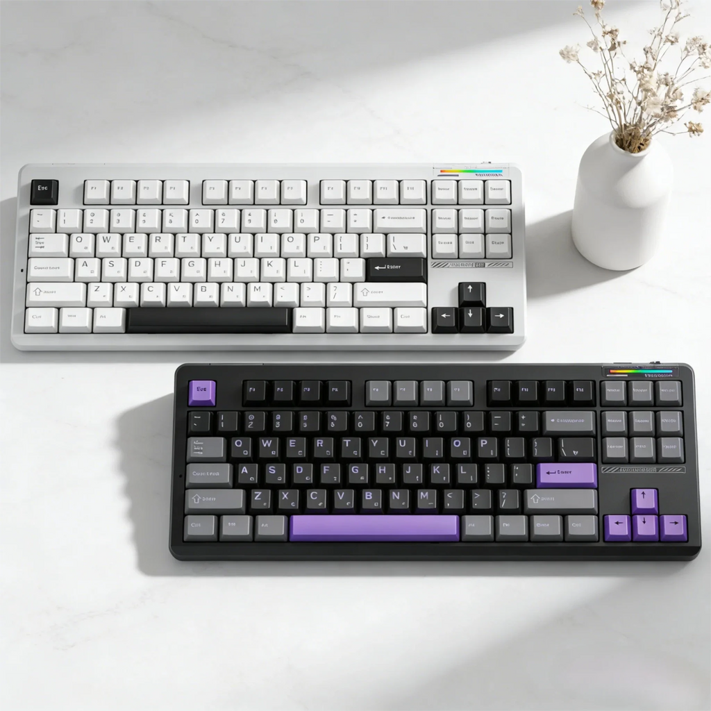 K87 Keyboard Set Korean Keyboard Wireless TKL Layout Hot Swap RGB Backlit Gasket Structure with Slient Switch 100pcs