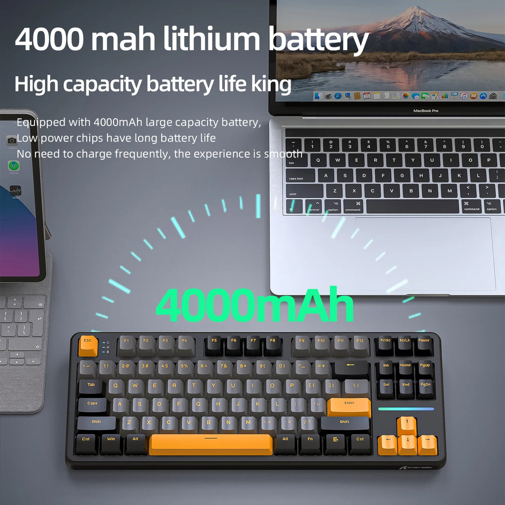 ATTACK SHARK X87 Wireless Mechanical Keyboard, Tri-Mode 87 Keys Gasket Mount, Hot-Swap, PBT RGB Gaming Keyboard Compact TKL