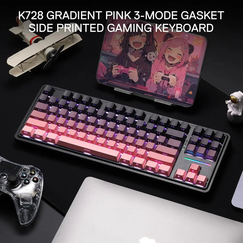 Redragon K728 PRO 80% Wireless Gasket Gaming Keyboard, 3-Mode 87 Keys TKL Mechanical Keyboard w/South-Facing LED & Hot-Swap Sock