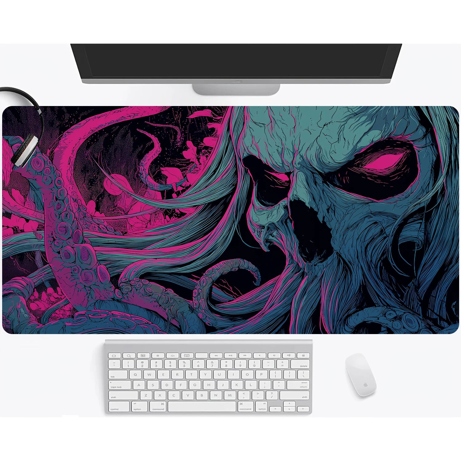 Neon Octopus Cthulhu Monster Mouse Pad Desk Mat Non-Slip Durable office mouse mat gaming mats with Stitched Edge HD printing