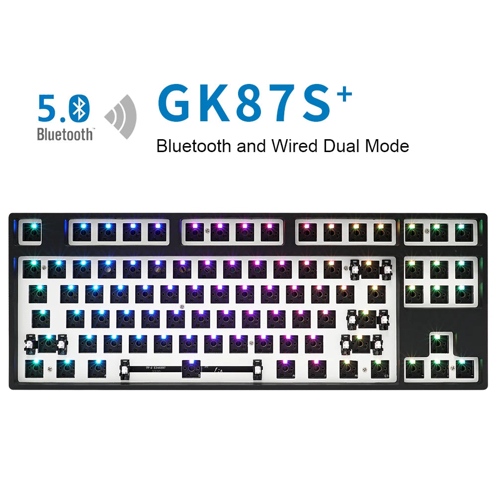GK87 GK87S TKL RGB Hot Swap Programmable Wired Bluetooth MX Mechanical keyboard DIY kit