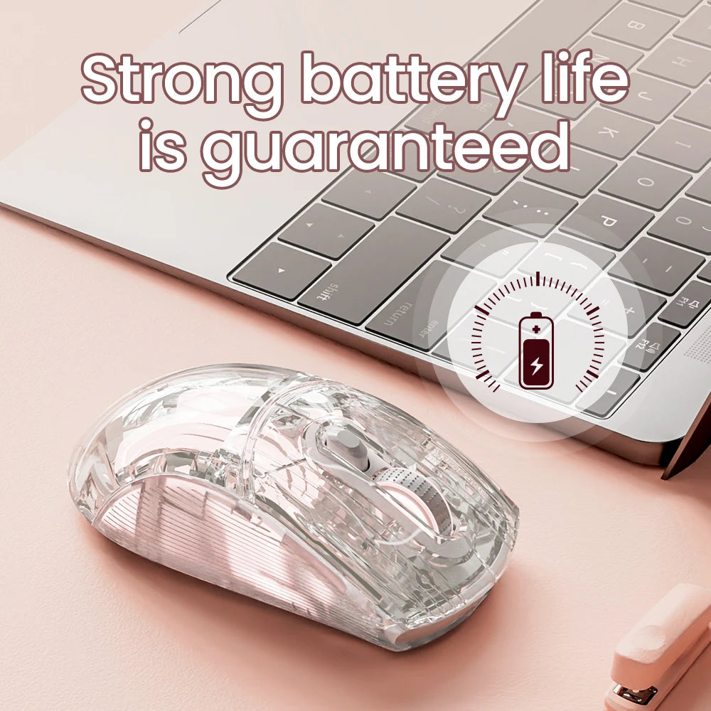 EWEADN Q8 Wireless Bluetooth Rechargeable & Silent Mouse, With RGB Backlit, Home Use, Gaming Mouses Transparent, For Win/Mac