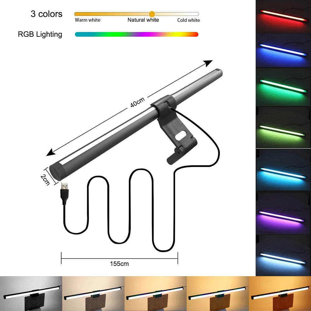 30CM 40CM CCT RGB Light Bar Monitor Lamp For Study Reading Table Dimming Lamp USB Led Computer Monitor Light Bar Desk Lighting