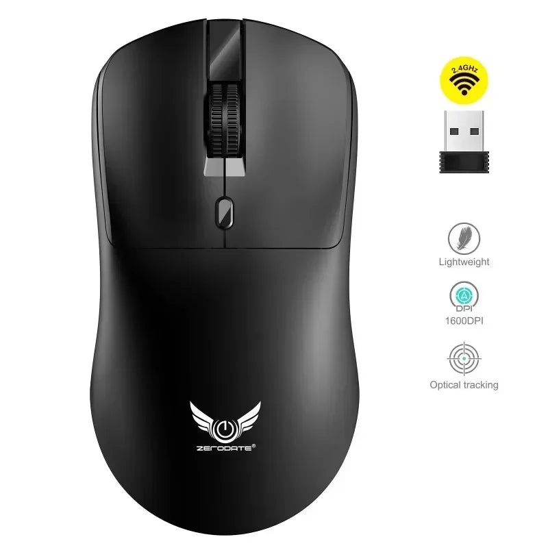 Wireless 2.4G Mouse Light Weight Design 1600 DPI Adjustable Plug And Play Low Noise Button Simple Style Mouse for Office Gaming