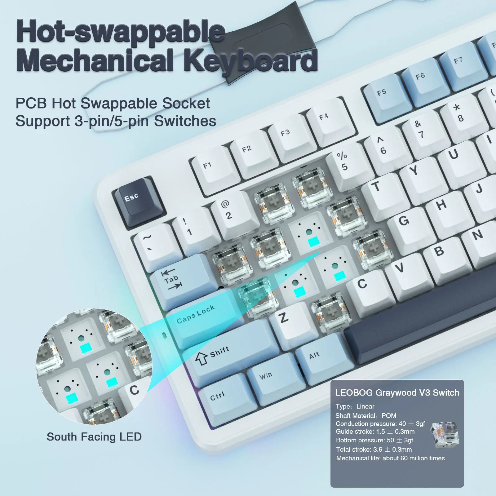 AULA F87 Gasket Gaming Mechanical Keyboard 75% TKL Layout Wireless Hot-Swap RGB Custom Bluetooth Keyboard 2024 New Colors