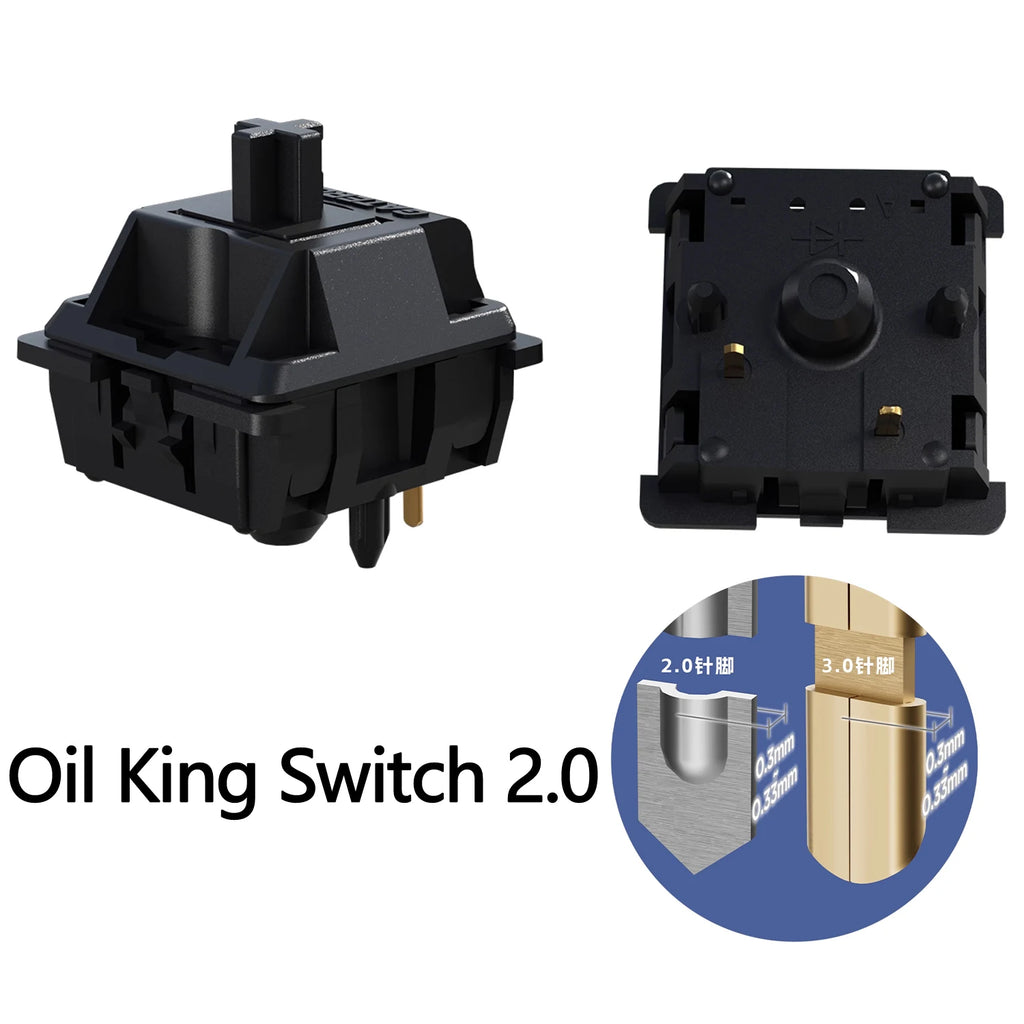 Gateron new oil king 2.0 switch three-layer pin self-lubricating linear handle 55gf mechanical keyboard switch accessories black