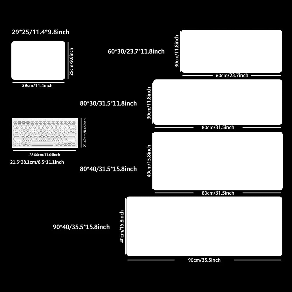 White Mouse Pad Gaming Accessory XXL Stitched Edges Long Deskmats HD Non-Slip Computer Extended Keyboard Mat for Laptop Mousepad