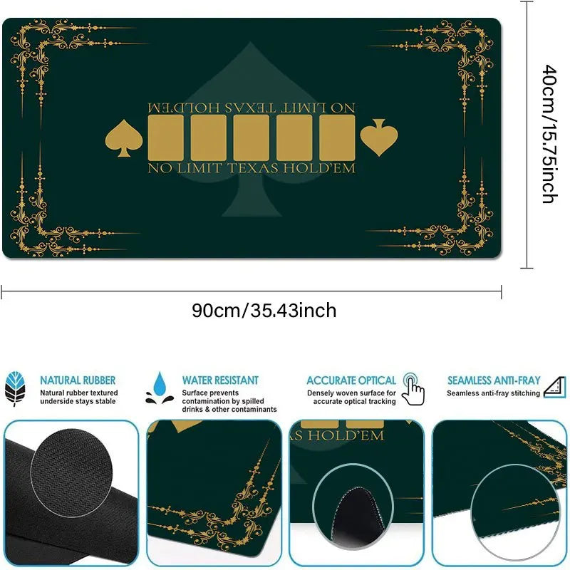Texas Hold 'em Poker design Mouse Pad Desk Mat gaming mats Non-Slip Stitched Edge pc accessories keyboard mousepads card mat