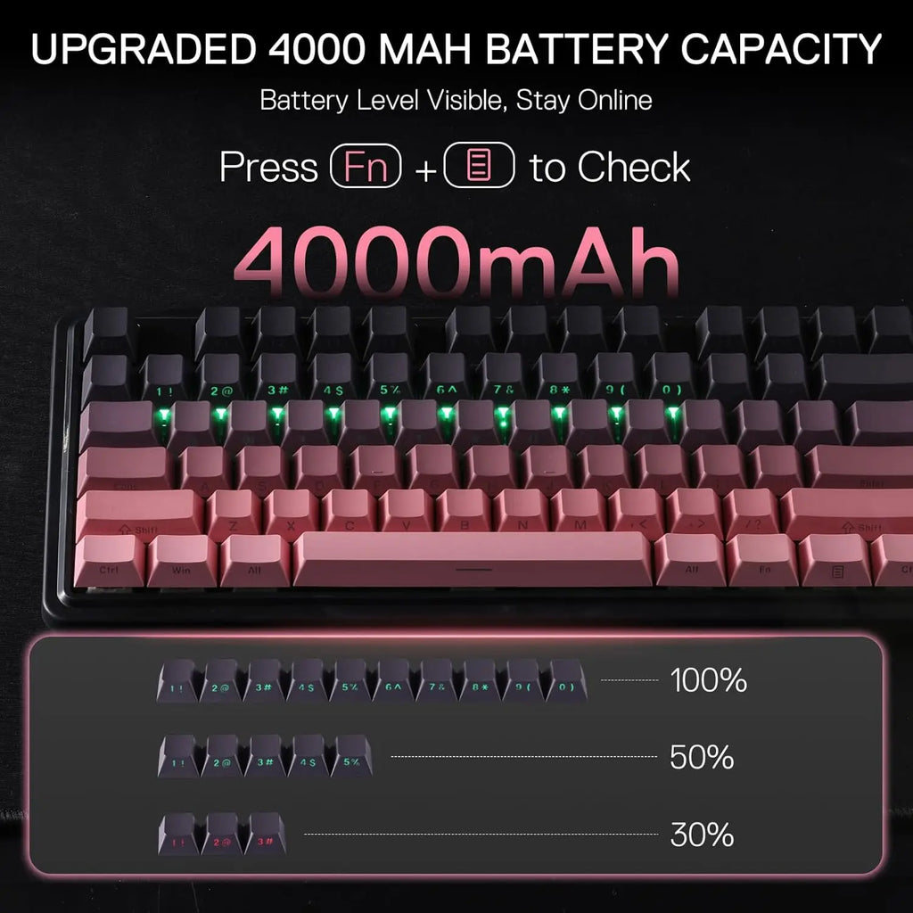 Redragon K728 PRO 80% Wireless Gasket Gaming Keyboard, 3-Mode 87 Keys TKL Mechanical Keyboard w/South-Facing LED & Hot-Swap Sock