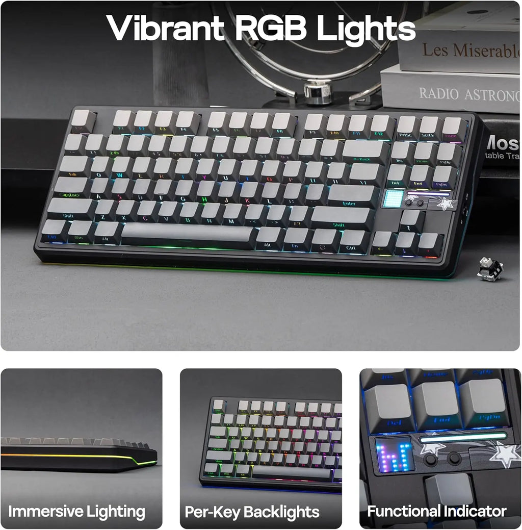 Aula F87 PRO V2 Wireless Gaming Keyboard 10000mAh, 8K Polling SOCD/MT/TGL Tri-Mode, Hot-Swap TKL Creamy Gasket RGB Backlit