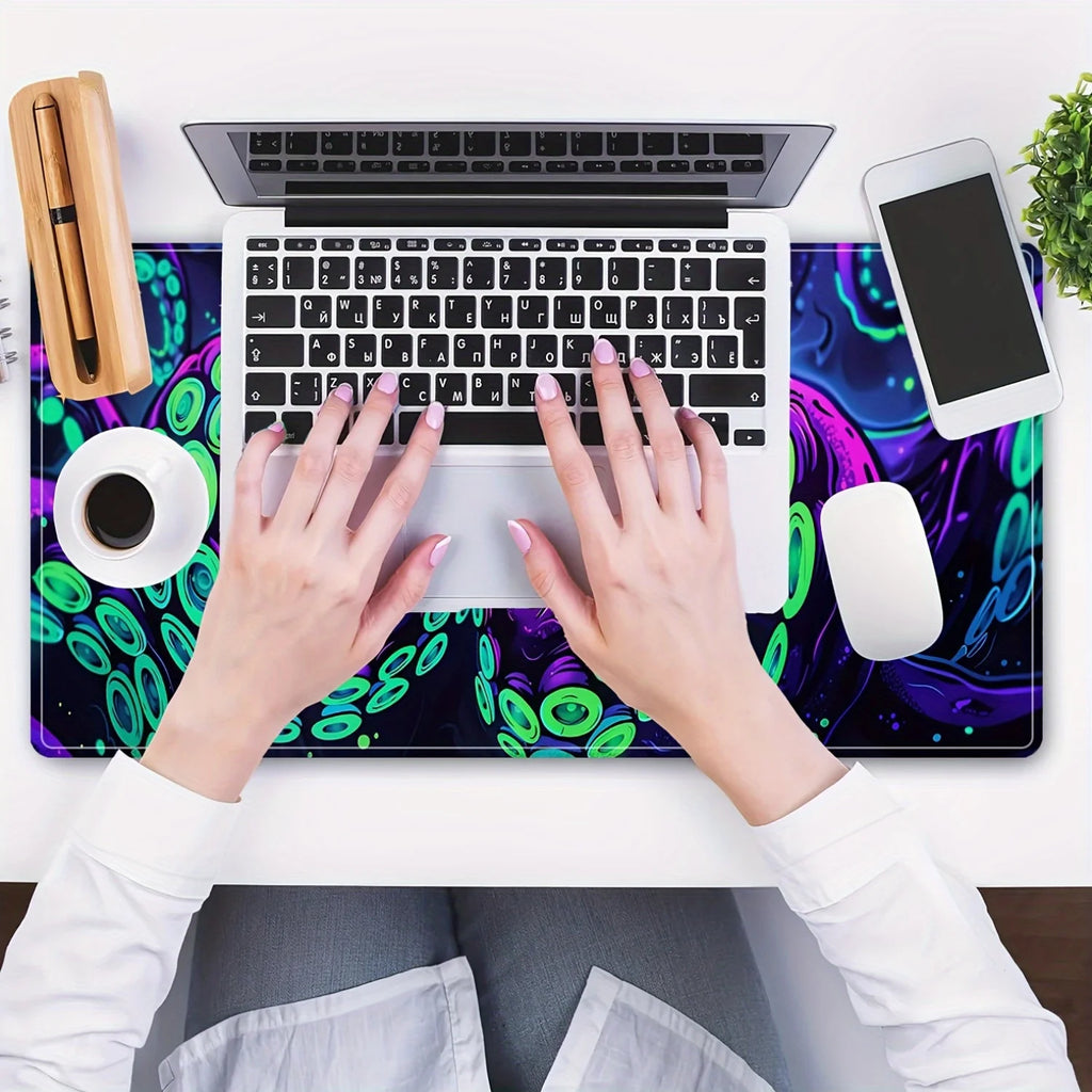 Neon Octopus Cthulhu Monster Mouse Pad Desk Mat Non-Slip Durable office mouse mat gaming mats with Stitched Edge HD printing