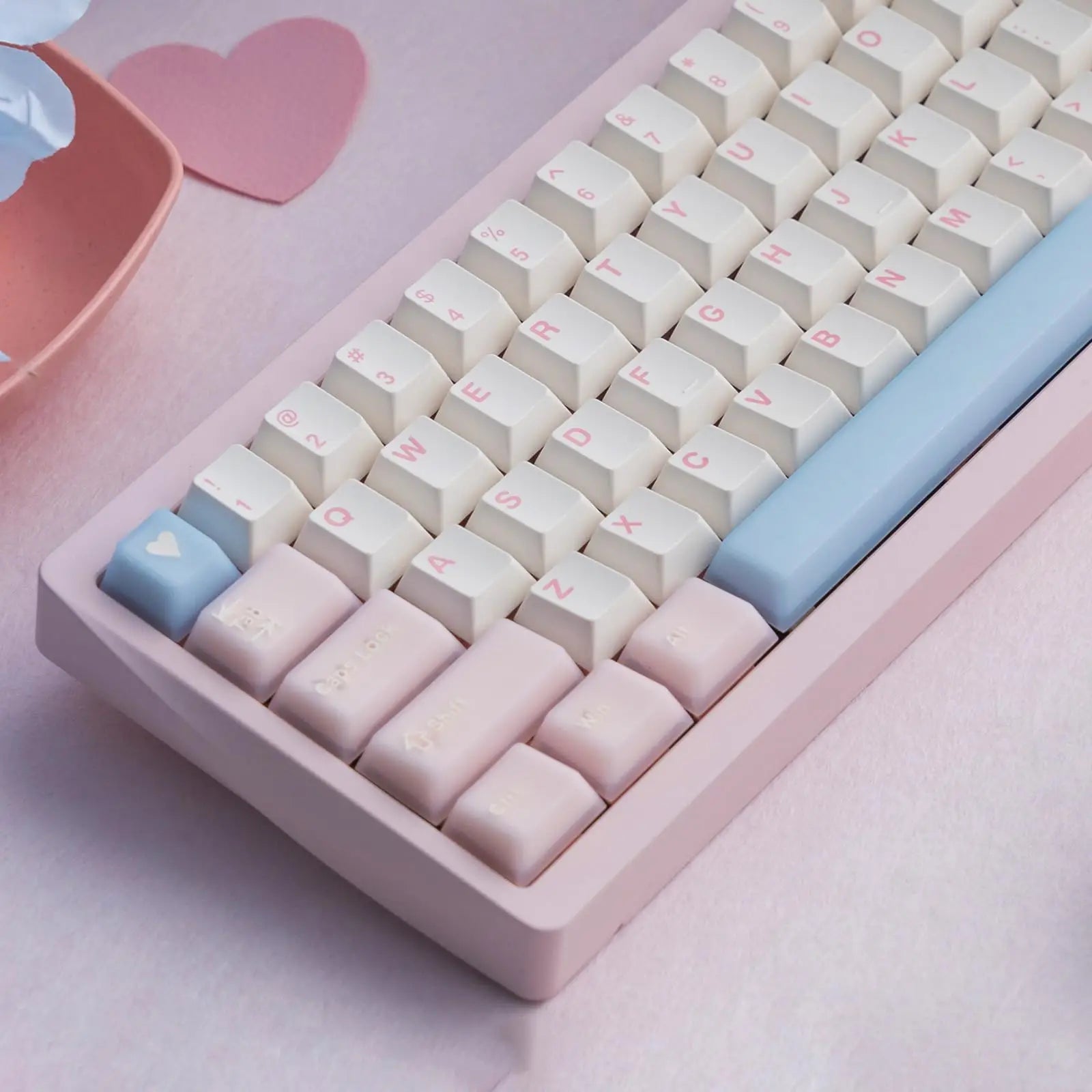 164 Keys Translucent Pink Keycaps PBT Double shot Cherry Profile Keycaps Set for Cherry 61/64/87/104/108 Mx Mechanical Keyboards