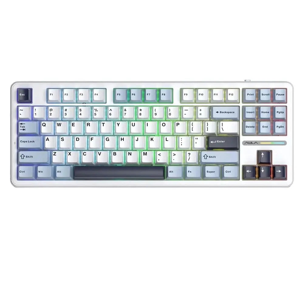 AULA F87 Gasket Gaming Mechanical Keyboard 75% TKL Layout Wireless Hot-Swap RGB Custom Bluetooth Keyboard 2024 New Colors