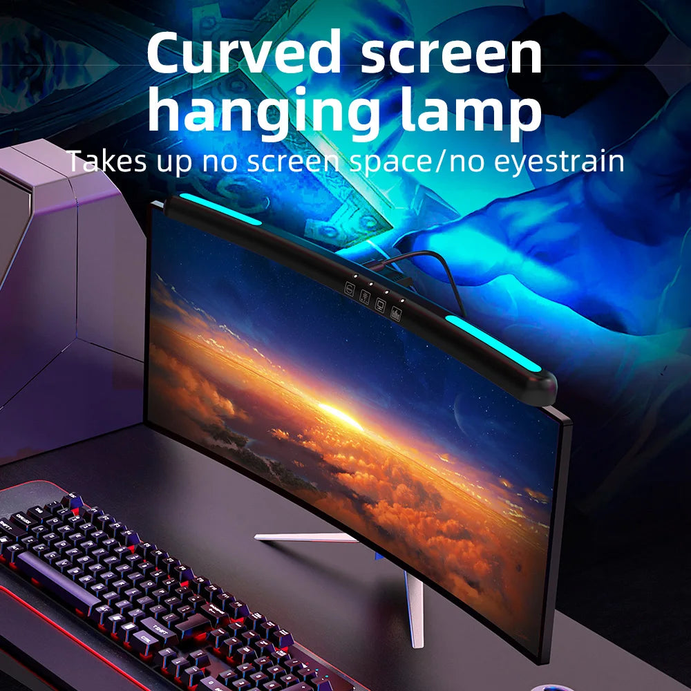 Curved Screen Monitor Laptop Screen Light Bar No flash frequency eyes-care Colorful atmosphere lamp Touch Switch Monitor Lamp