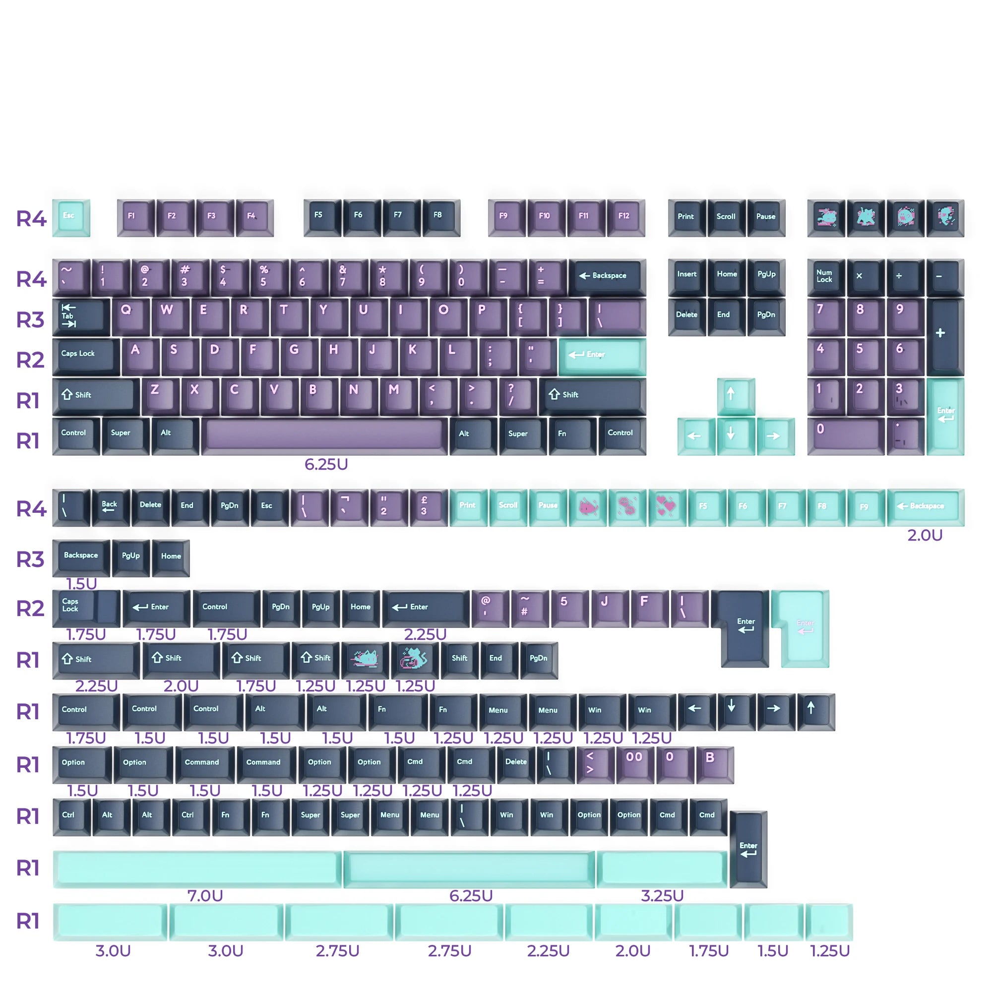 216 keys Brown Translucent Jade keycaps PBT PC Double Shot Cherry Profile Key Cap Set For Alice layout 61/68/75/87/98/104/108