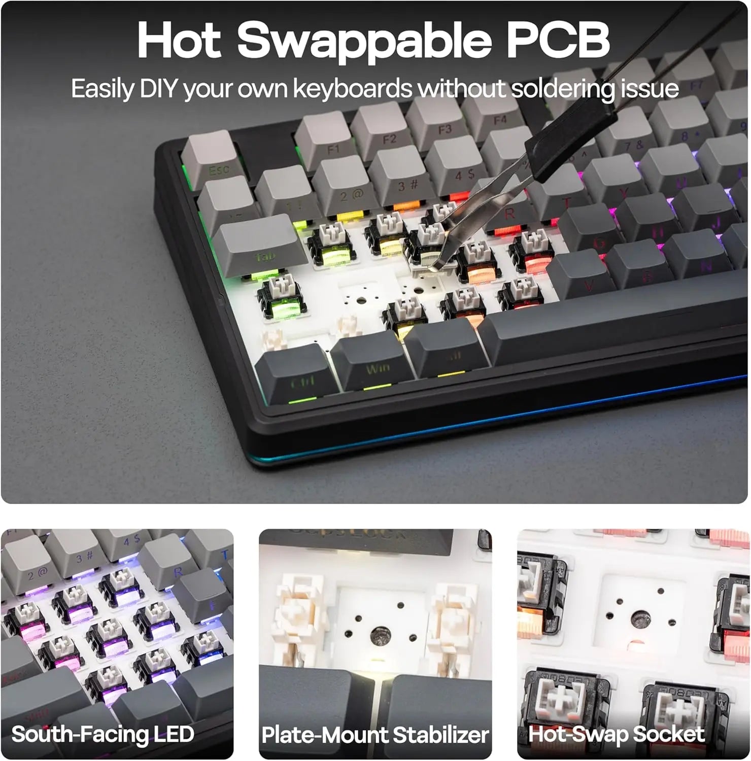 Aula F87 PRO V2 Wireless Gaming Keyboard 10000mAh, 8K Polling SOCD/MT/TGL Tri-Mode, Hot-Swap TKL Creamy Gasket RGB Backlit