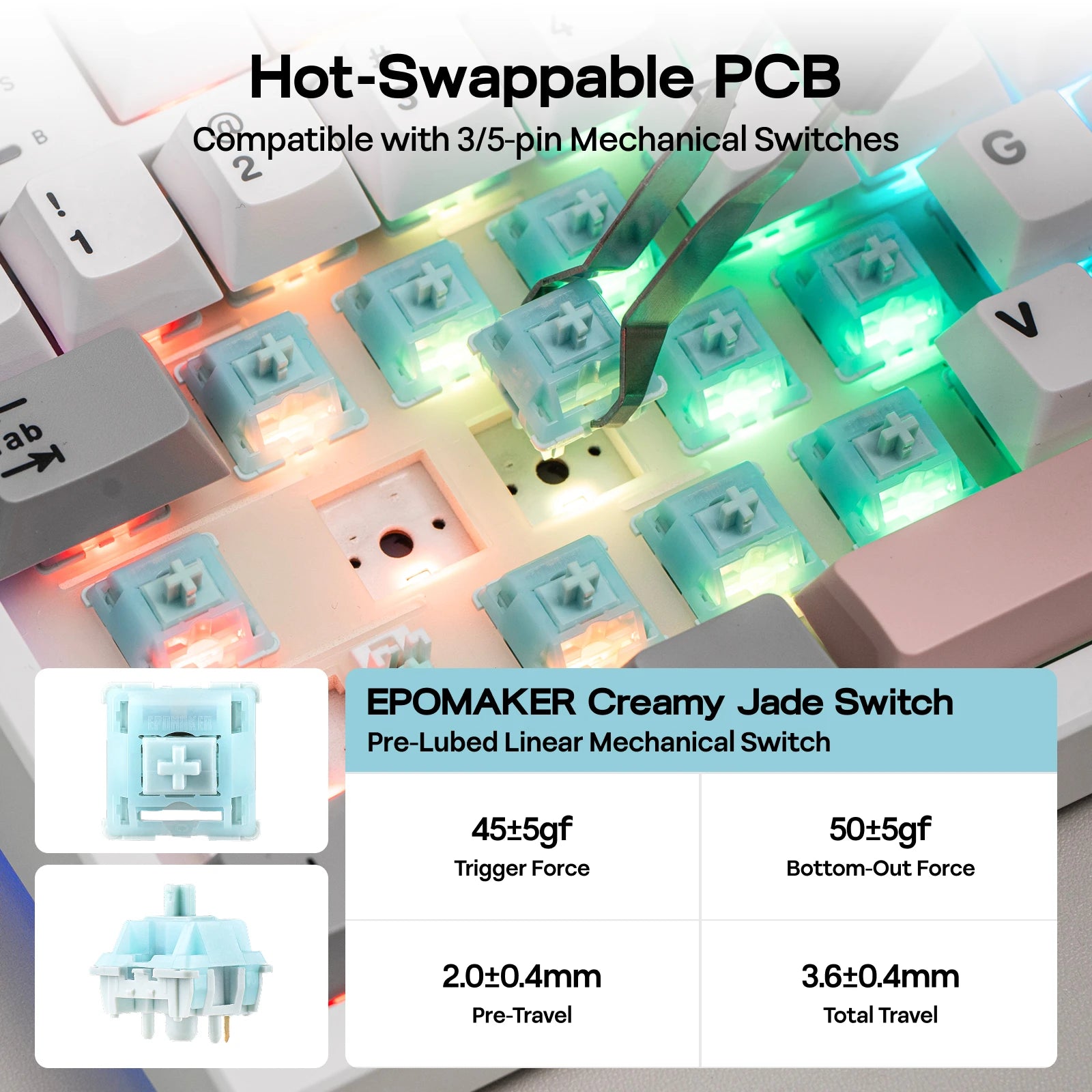 EPOMAKER TH87 87% TKL ANSI US Layout Hot-Swap Tri-Mode Wireless NKRO Mechanical Gaming Keyboard with RGB Backlight
