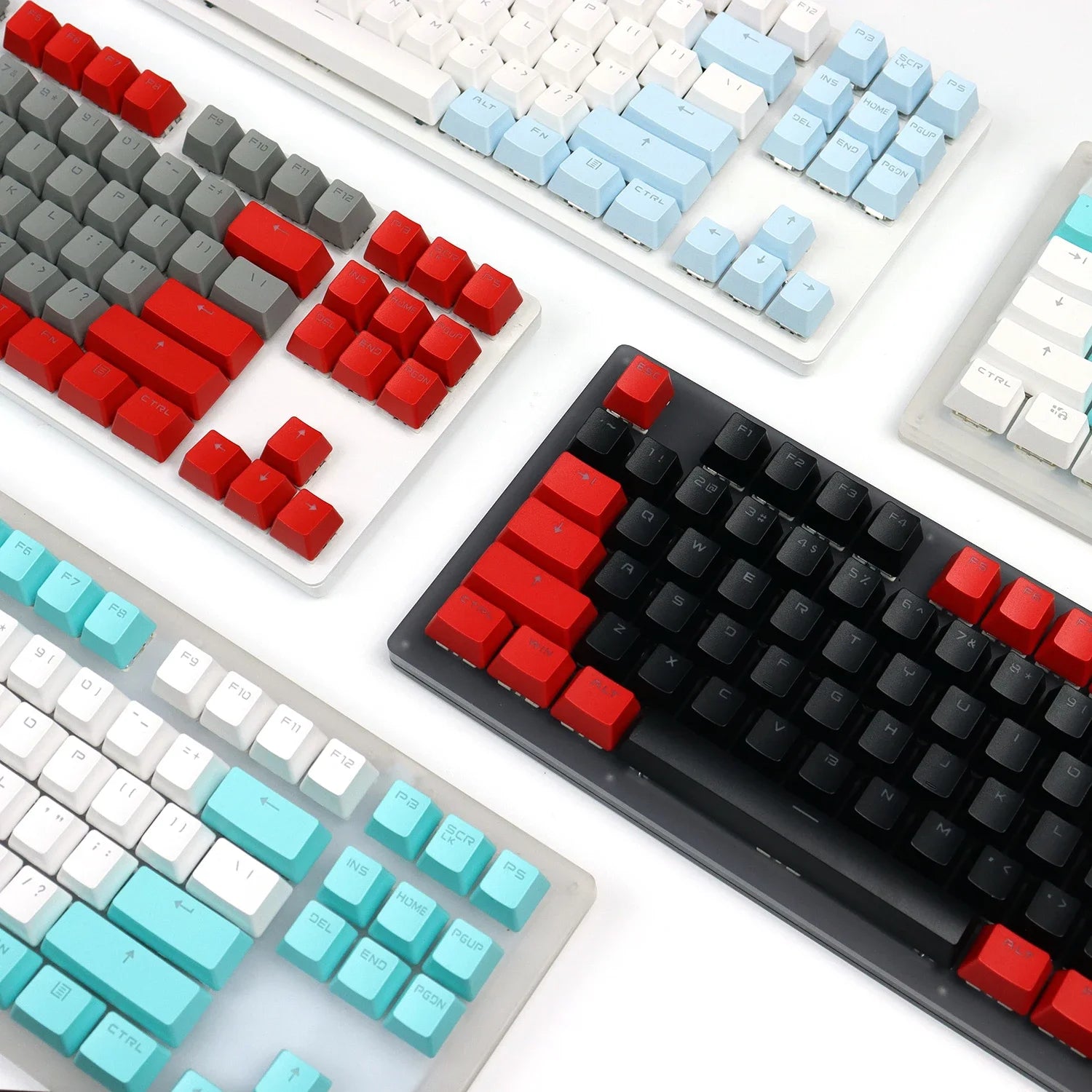104 Key OEM Backlit Keycaps Set PBT Keycaps Double Shot Cyan White Key Caps for Mx Cherry Gateron Switch Mechanical Keyboard Kit