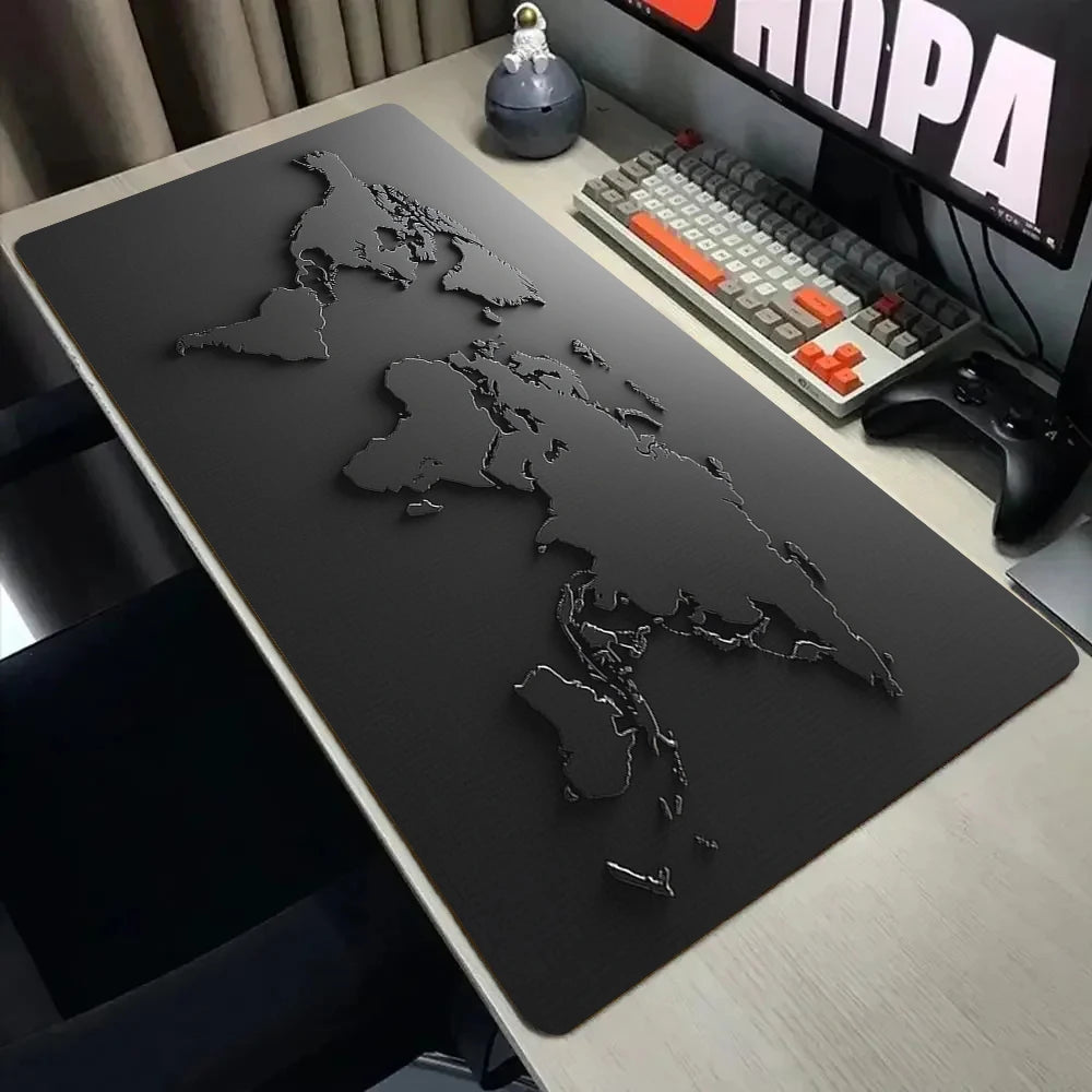 Black and gray gradient map design Mouse Pad Desk Mat Stitched Edge Durable Non-Slip Gaming pads tapis souris משטח לעכבר מחשב