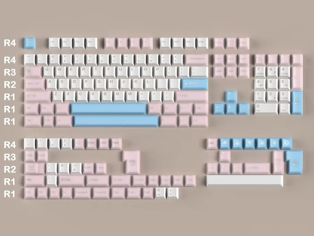 164 Keys Translucent Pink Keycaps PBT Double shot Cherry Profile Keycaps Set for Cherry 61/64/87/104/108 Mx Mechanical Keyboards