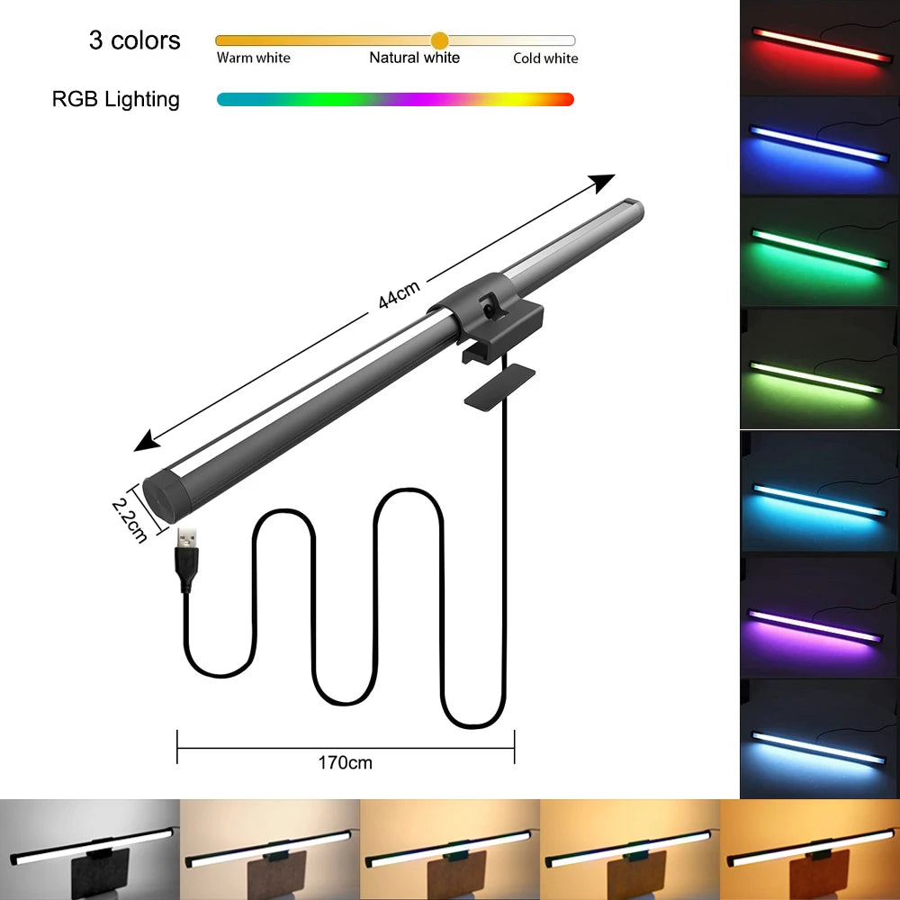30CM 40CM CCT RGB Light Bar Monitor Lamp For Study Reading Table Dimming Lamp USB Led Computer Monitor Light Bar Desk Lighting