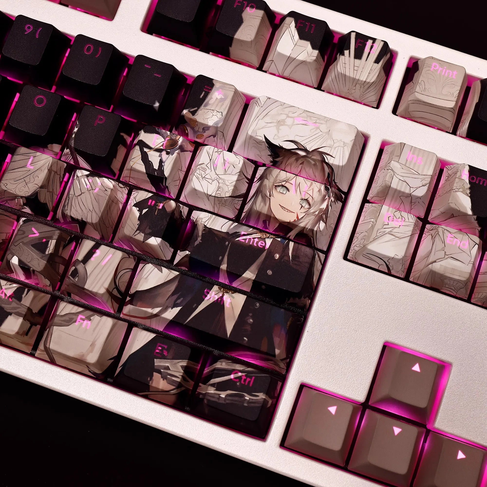 108 Keys/set Arknights Lappland Keycap PBT Dye Subbed Backlit Keycaps Anime Gaming Key Caps For ANSI 61 87 104 108 Keyboard