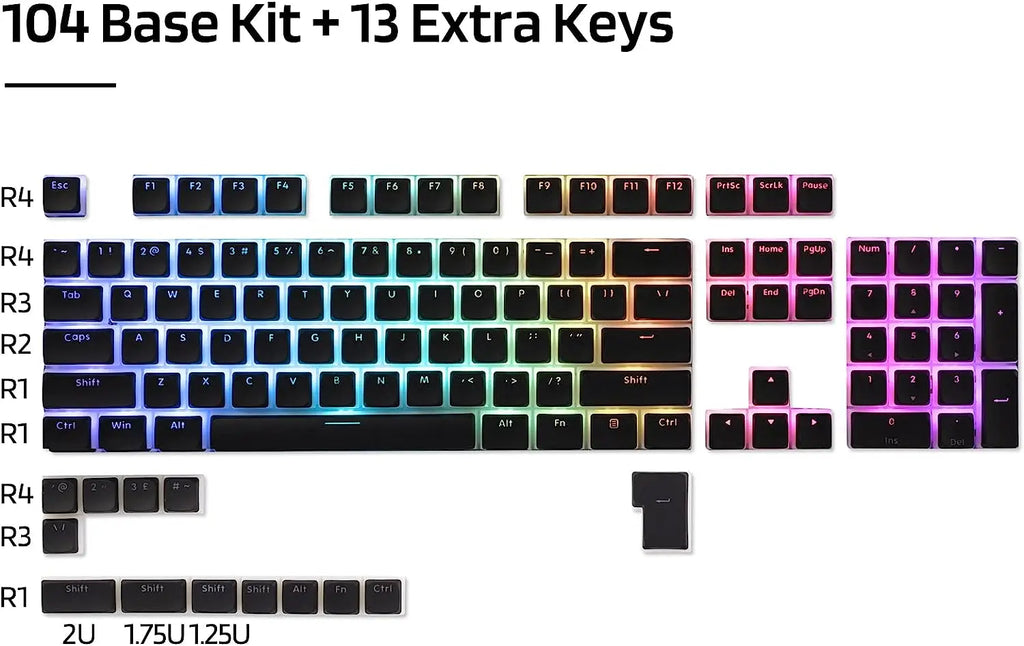 XDA Profile Pudding Keycaps Set, PBT Double Shot Translucent for ISO & ANSI Layout 60/65/68/75/87/98/104 Mechanical Keyboard