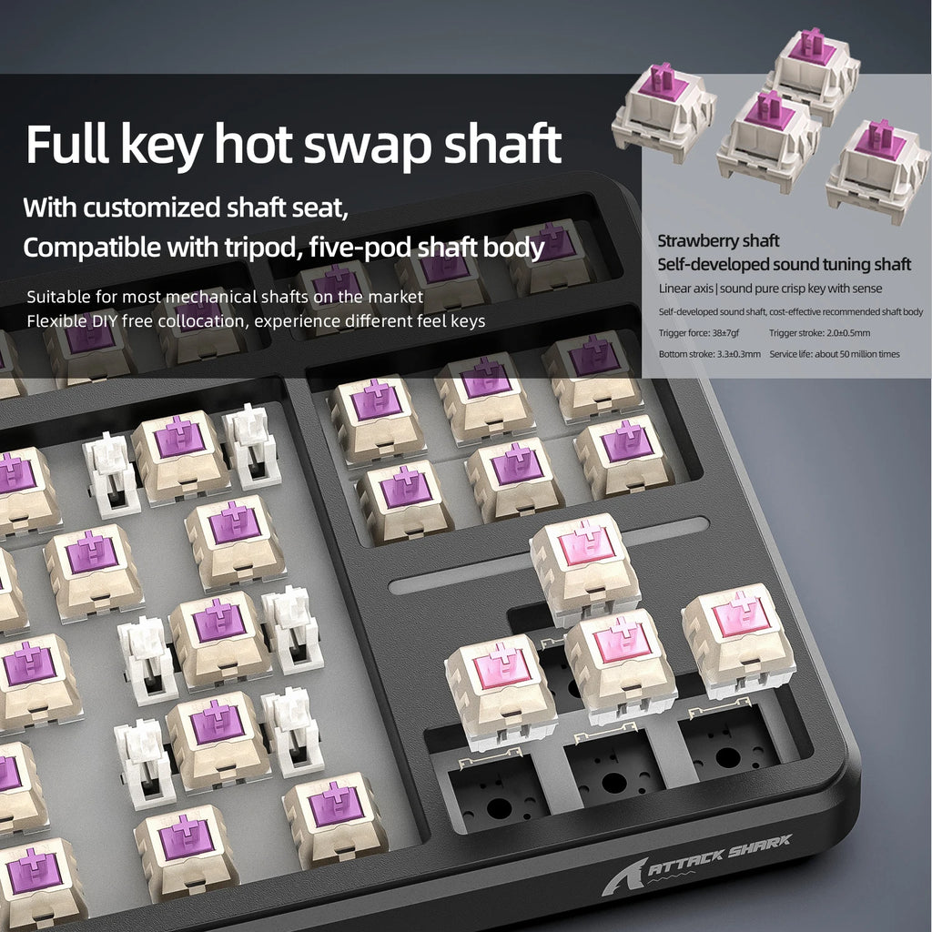 ATTACK SHARK X87 Wireless Mechanical Keyboard, Tri-Mode 87 Keys Gasket Mount, Hot-Swap, PBT RGB Gaming Keyboard Compact TKL