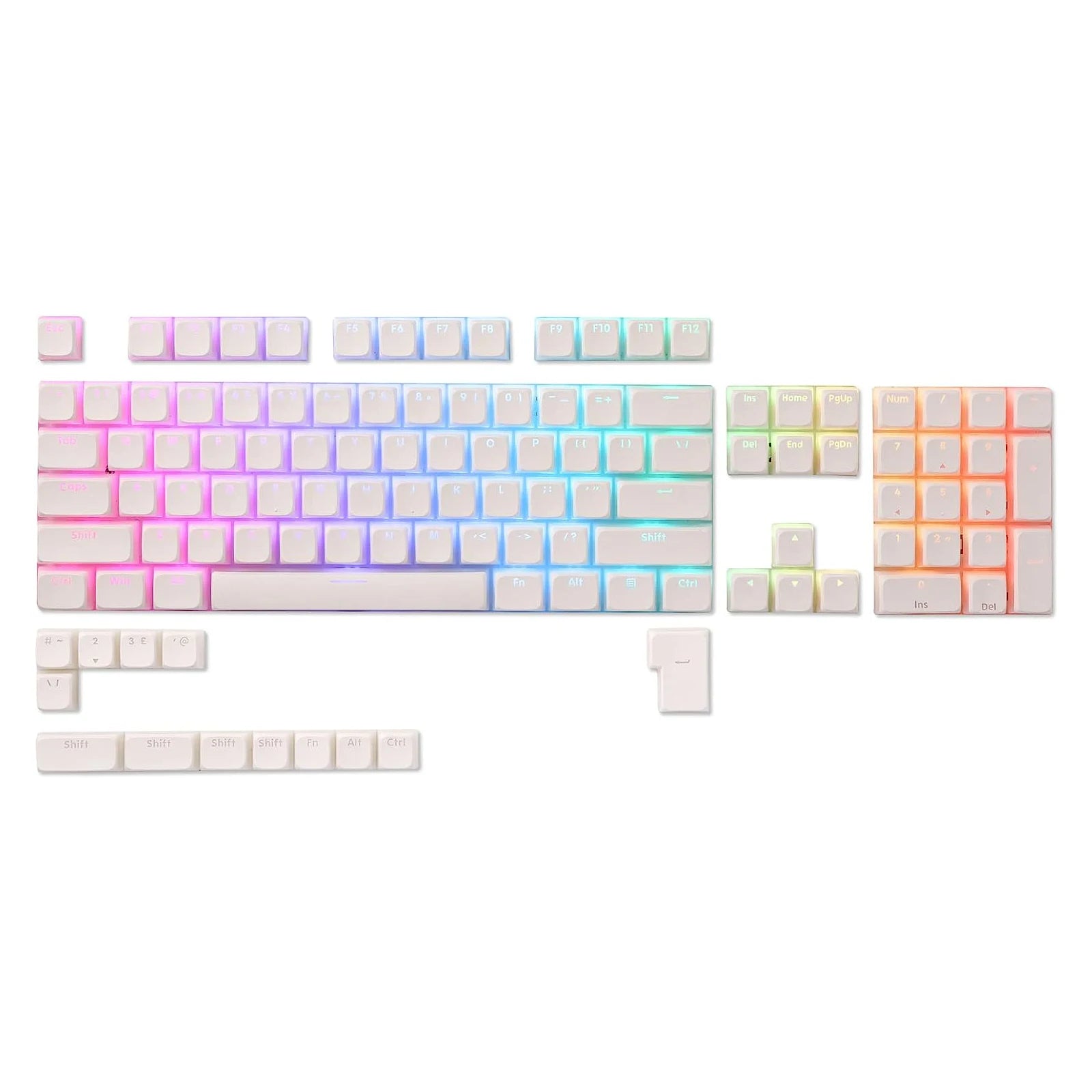 XDA Profile Pudding Keycaps Set, PBT Double Shot Translucent for ISO & ANSI Layout 60/65/68/75/87/98/104 Mechanical Keyboard