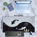 Tai Chi Koi Fish Mouse Pad XXL Large Gaming Desk Mat Non Slip Rubber Base Stitched Edge Waterproof for PC Laptop Office