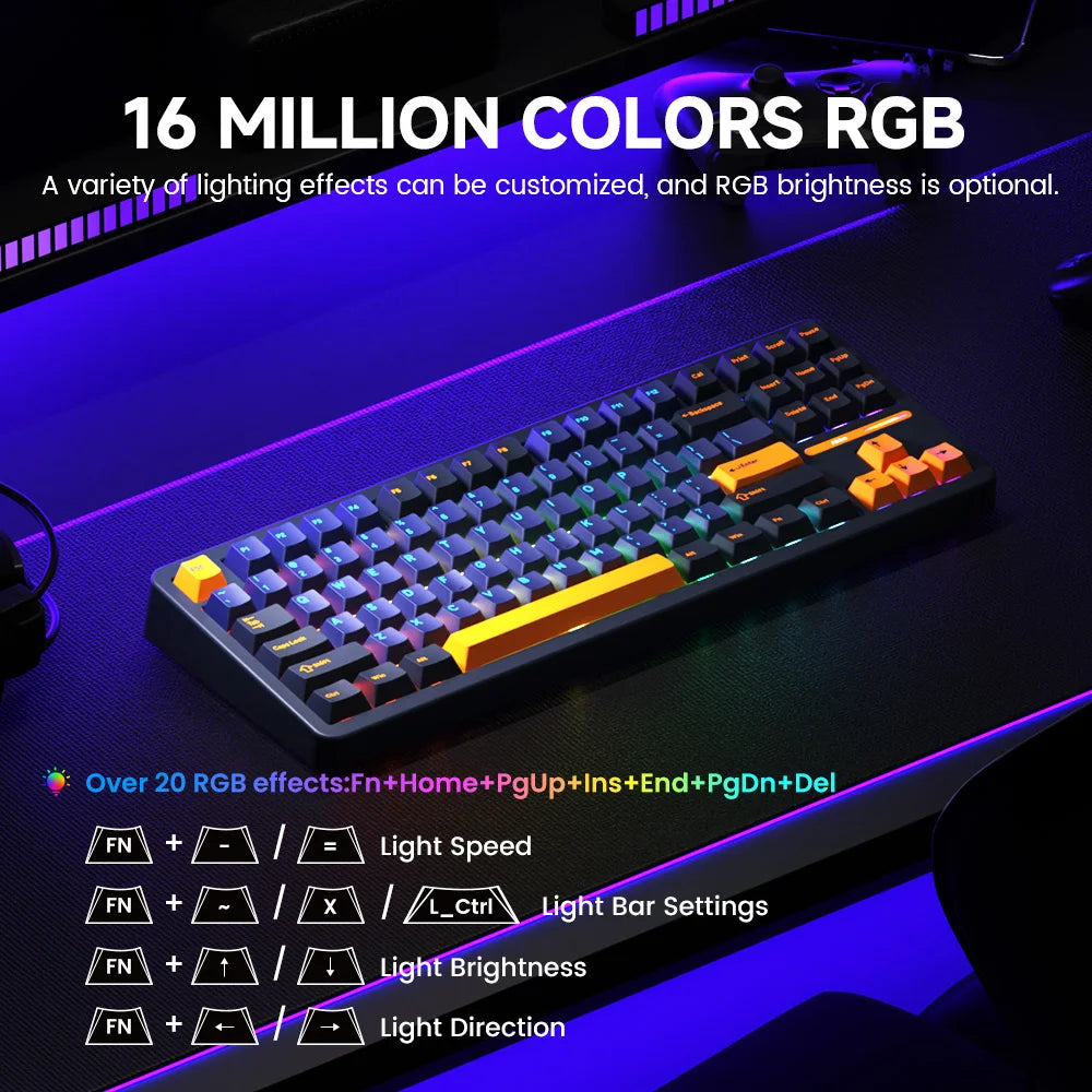 Akko TAC87 Mechanical Keyboard 80% TKL Hot-swap RGB 10000mAh USB Wired/2.4G&BT Wireless Customized Gaming Keyboard Gasket Mount