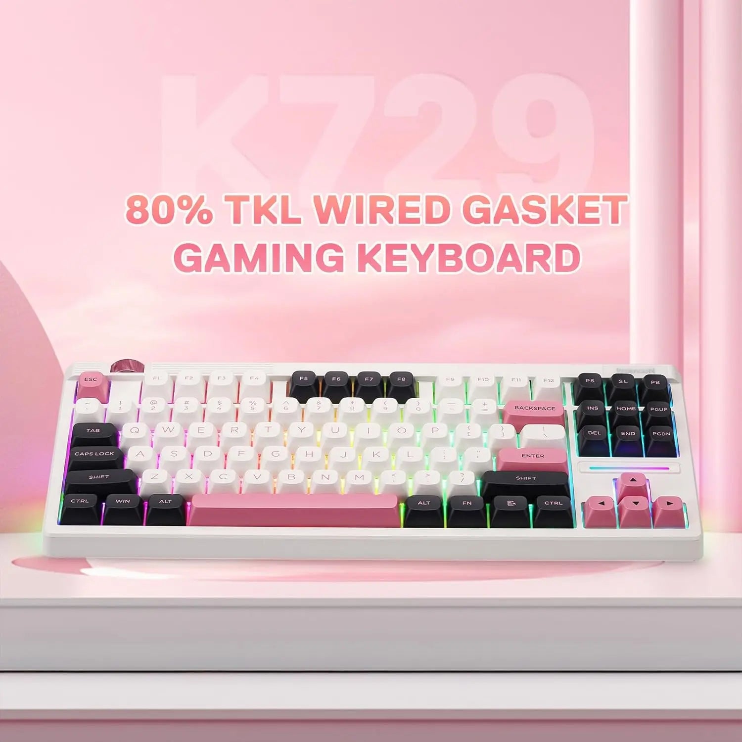 Redragon K729 80% Wired Gasket RGB Gaming 87 Keys TKL Mechanical Hot-Swap South-Facing Socket & 5-Layer Dampener Keyboard