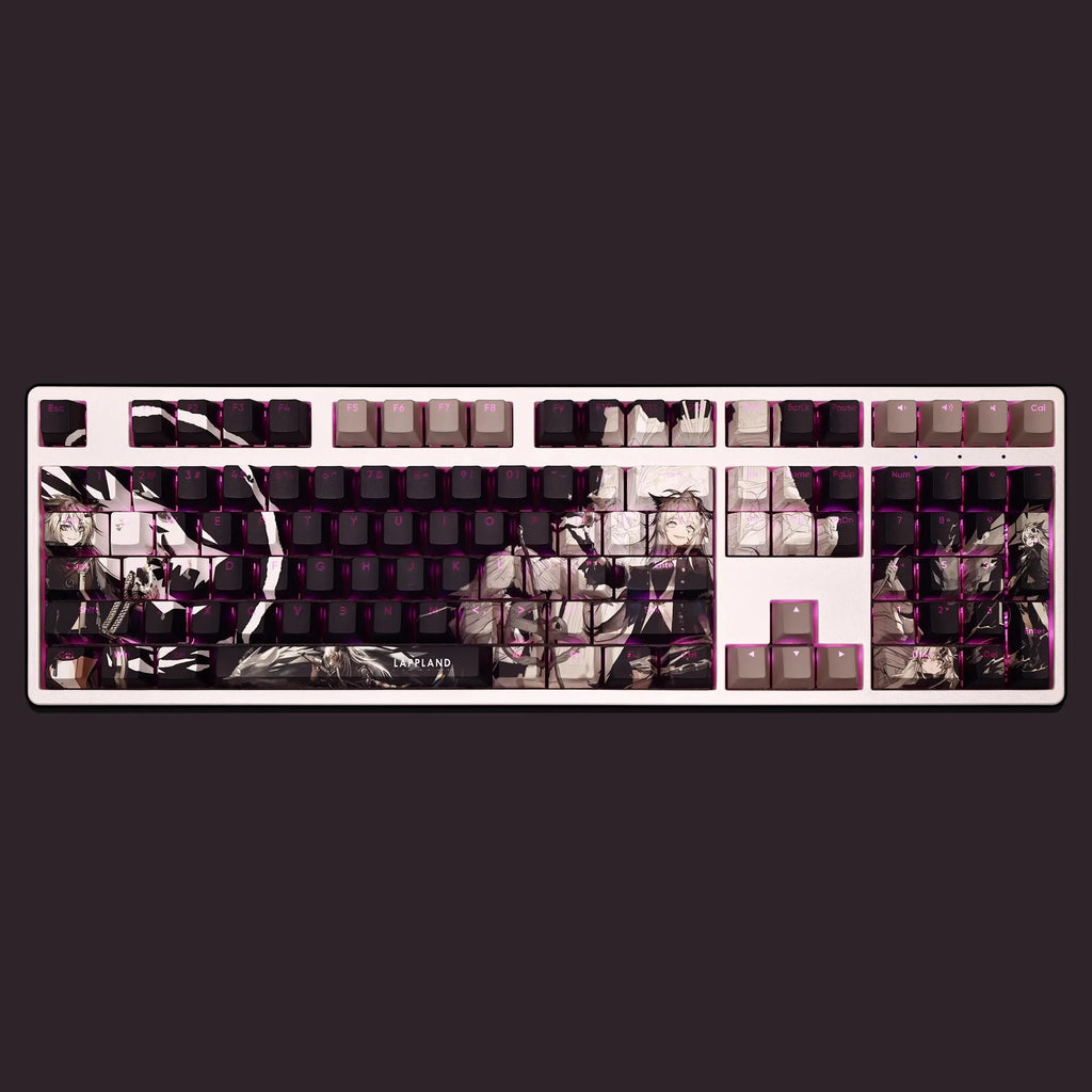 108 Keys/set Arknights Lappland Keycap PBT Dye Subbed Backlit Keycaps Anime Gaming Key Caps For ANSI 61 87 104 108 Keyboard