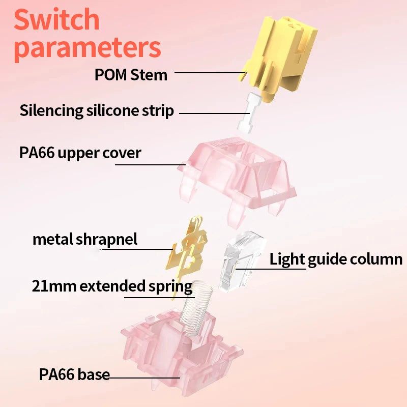 Outemu Silent Lemon V3 Switches Silent Peach V3 Switches Pre-Lubed Mechanical Keyboard Linear Tactile 5Pin Hot Swap PA66 POM