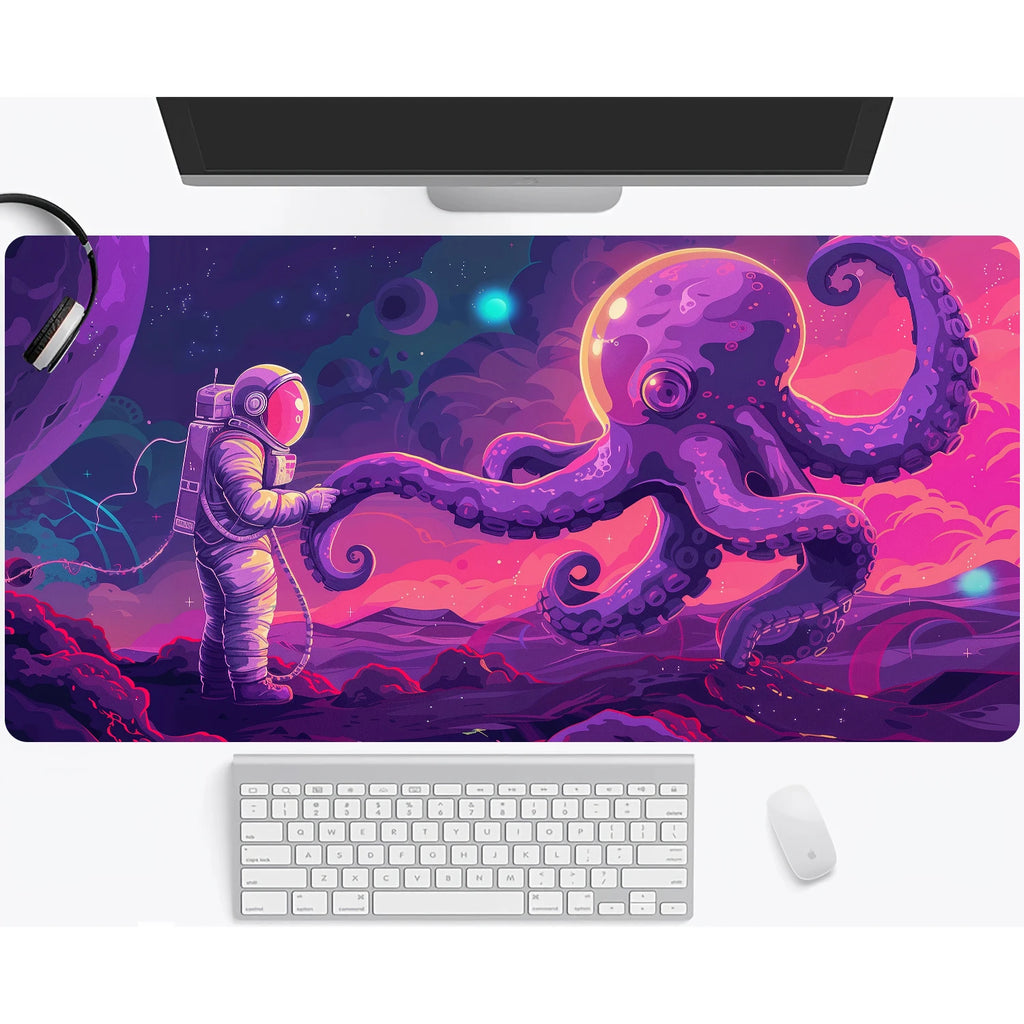 Neon Octopus Cthulhu Monster Mouse Pad Desk Mat Non-Slip Durable office mouse mat gaming mats with Stitched Edge HD printing