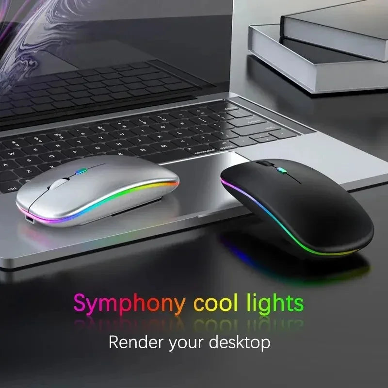 Lenovo Wireless Mouse Bluetooth and 2.4GHz Dual Modes Rechargeable RGB Ergonomic Silent Click for PC iPad Laptop Cell Phone