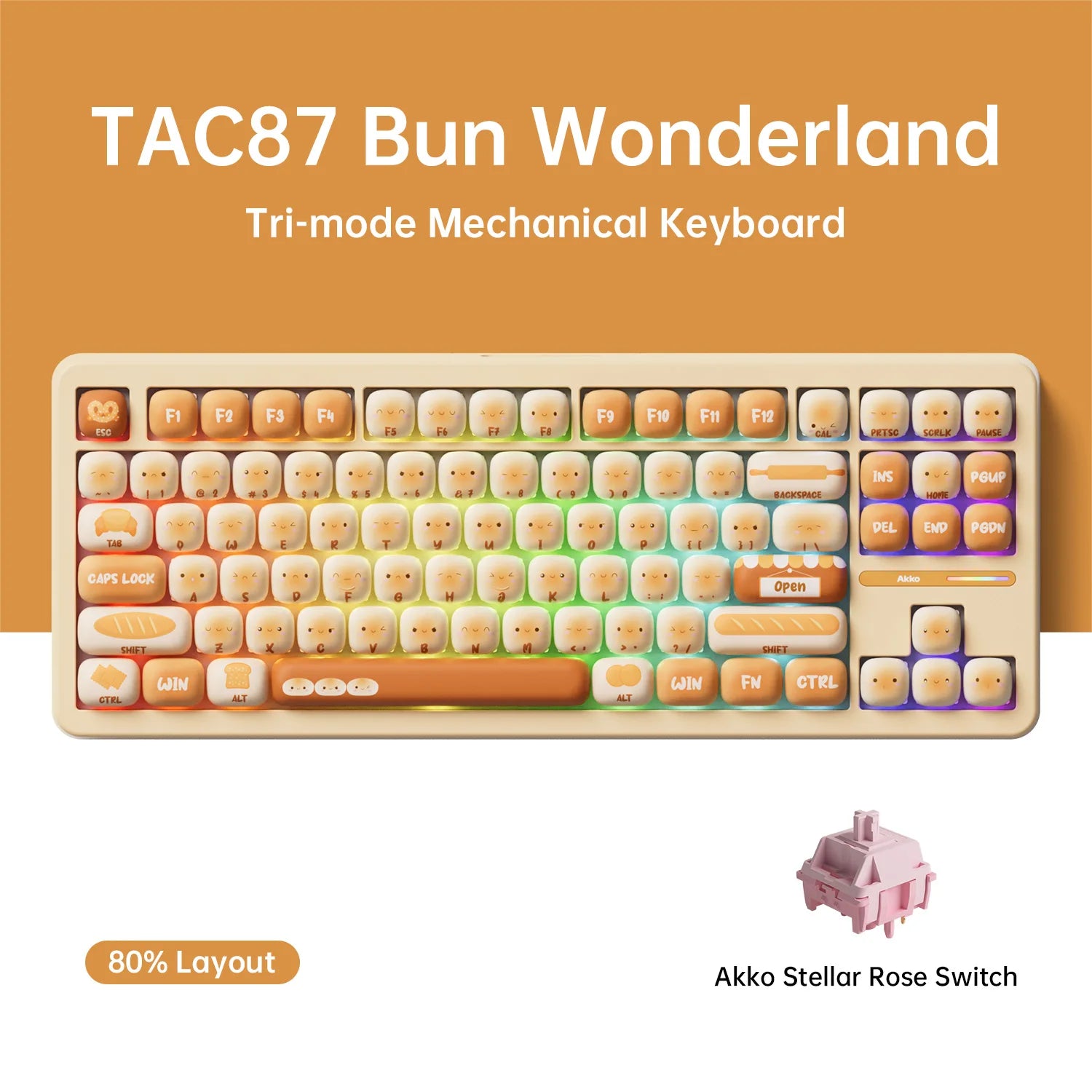Akko TAC87 Mechanical Keyboard 80% TKL Hot-swap RGB USB Wired/2.4G&BT Wireless 10000mAh Gaming PC Keyboard Gasket Mount